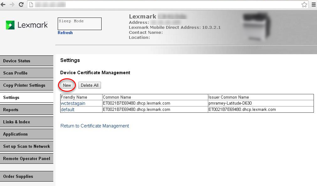 Configuring the 802.1X/EAP authentication on Lexmark wireless devices